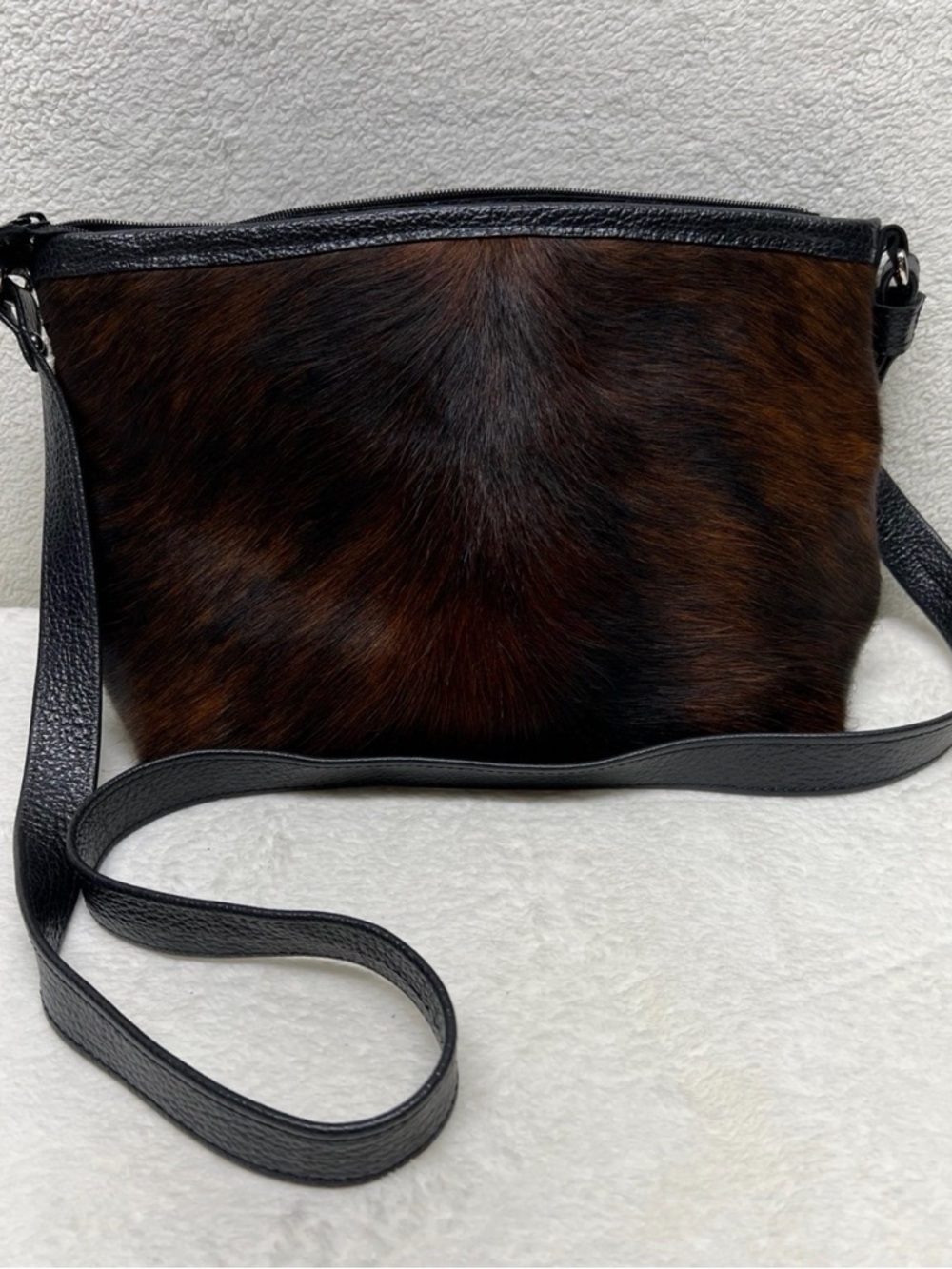 CIMARRON Hobo Bag, Brindle Hair Brazilian Cow Hide Brown
